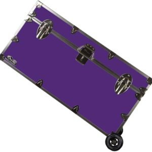 C&N Footlockers – Large Undergrad Storage Trunk w/Wheels – Made in the USA – Only STEEL Footlocker on Amazon – Durable Chest with Lid Stay – 32 x 18 x 16.5 Inches (Purple)