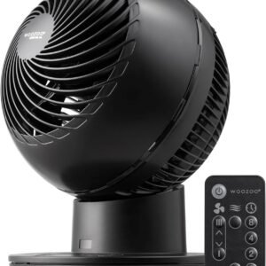 IRIS USA WOOZOO Air Circulator Fan with Remote, Oscillating, 8 Speeds, 82ft Max Air Distance, 120° Adjustable Tilt, Ultra Quiet Motor, Small Fan for Bedroom, Office, Dorm, Black