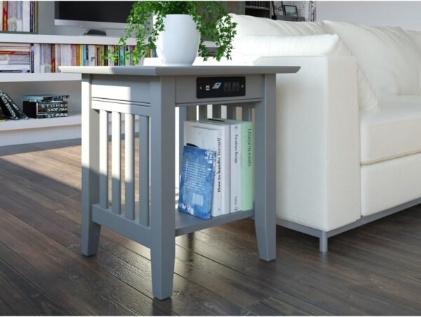 AFI, Mission End Table with Charging Station, Grey - Image 2
