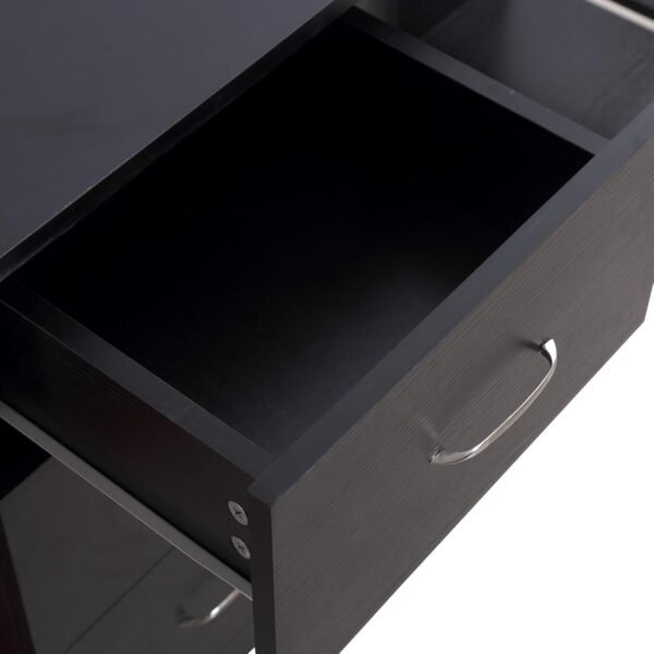 HOMCOM 47" Modern Home Office Computer Desk Bookcase Combo Writing Table Workstation with 3 Drawer and Storage Shelf - Black - Image 8
