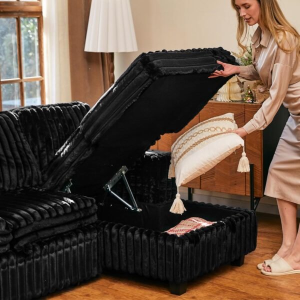 Belffin Oversized Sofa Bed Modular Sectional Sleeper Sofa with Pull Out Bed L Shaped Couch with Storage Chaise Black Couch - Image 7