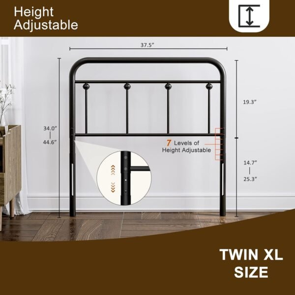 IKIFLY Metal Twin Size Headboard, Adjustable Height, Farmhouse Victorian Style, Easy Assembly, Twin/Twin XL Headboard Only for Bedroom, Black - Image 3