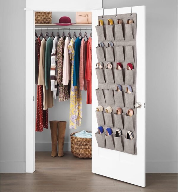 Whitmor Over The Door Shoe Organizer - 20 Section - Black Herringbone