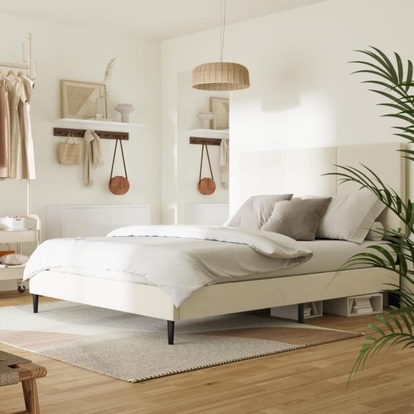 Queen Bed Frame with Headboard, Vertical Channel Tufted, Heavy Duty Bed Frame Queen Size, No Box Spring Needed, Easy Assembly,Beige - Image 7