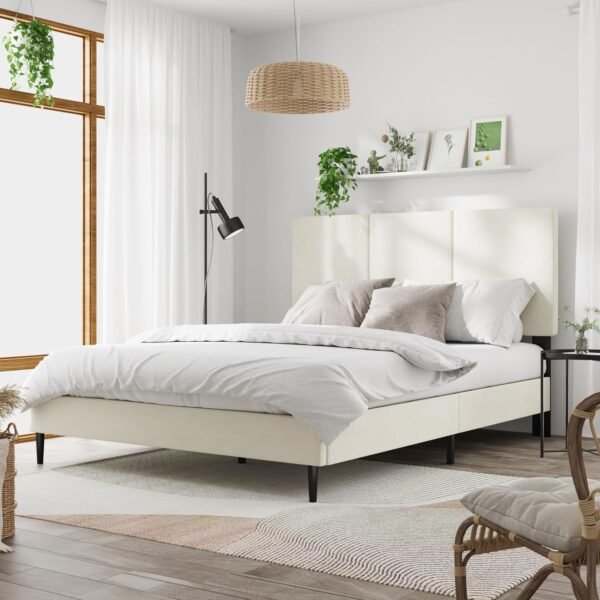Queen Bed Frame with Headboard, Vertical Channel Tufted, Heavy Duty Bed Frame Queen Size, No Box Spring Needed, Easy Assembly,Beige - Image 3