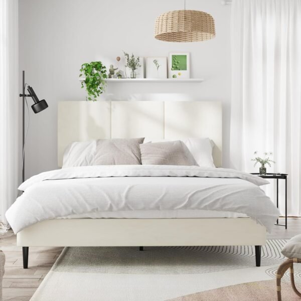 Queen Bed Frame with Headboard, Vertical Channel Tufted, Heavy Duty Bed Frame Queen Size, No Box Spring Needed, Easy Assembly,Beige