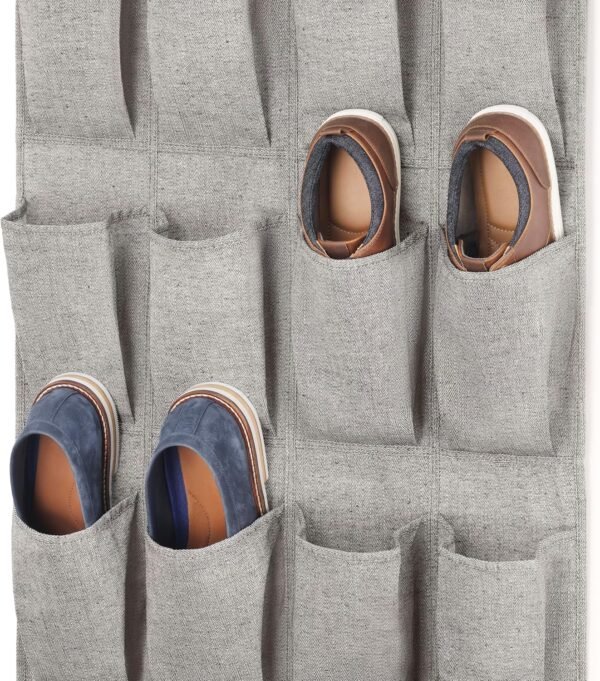 Whitmor Over The Door Shoe Organizer - 20 Section - Black Herringbone - Image 3