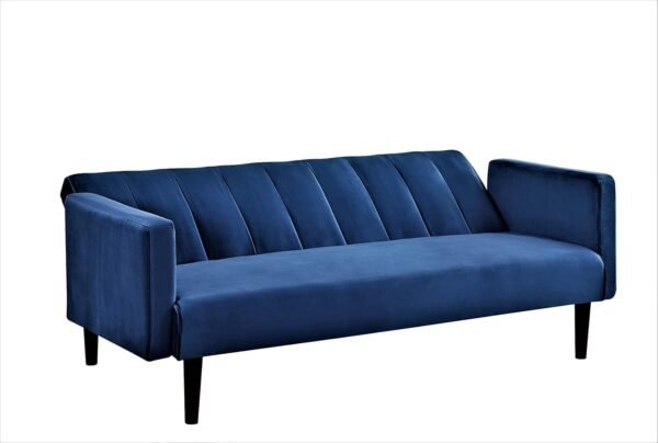 Container Furniture Direct 72" Velvet Convertible Futon Sofa Bed - Full Out Twin Sleeper Couch w/Channel Stitch, Wood Frame & High-Density Foam - Space-Saving for Apartments/Dorms, Deep Blue - Image 3