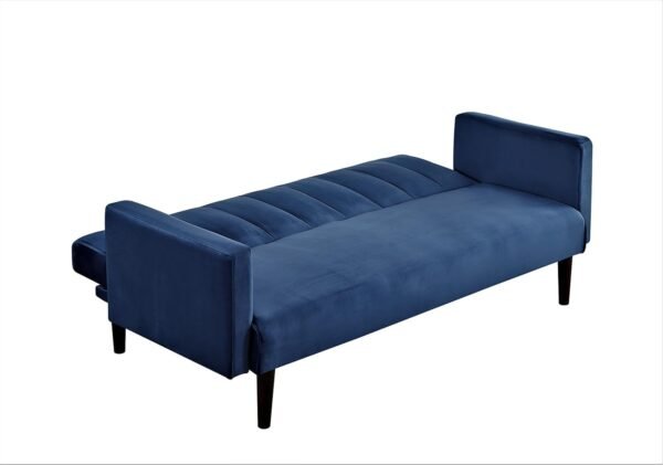 Container Furniture Direct 72" Velvet Convertible Futon Sofa Bed - Full Out Twin Sleeper Couch w/Channel Stitch, Wood Frame & High-Density Foam - Space-Saving for Apartments/Dorms, Deep Blue - Image 4