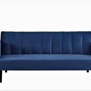 Container Furniture Direct 72″ Velvet Convertible Futon Sofa Bed – Full Out Twin Sleeper Couch w/Channel Stitch, Wood Frame & High-Density Foam – Space-Saving for Apartments/Dorms, Deep Blue