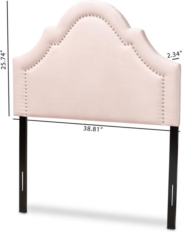Baxton Studio Rita Modern and Contemporary Light Pink Velvet Fabric Upholstered Twin Size Headboard - Image 3