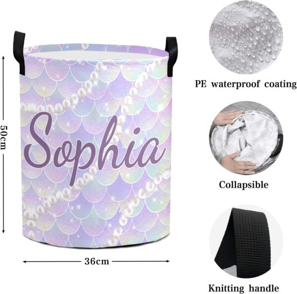 Custom Laundry Basket Name Pattern Laundry Basket Personalized Collapsible Laundry Hamper with Name Dirty Clothes Storage Basket with Handles (Multi33) - Image 5