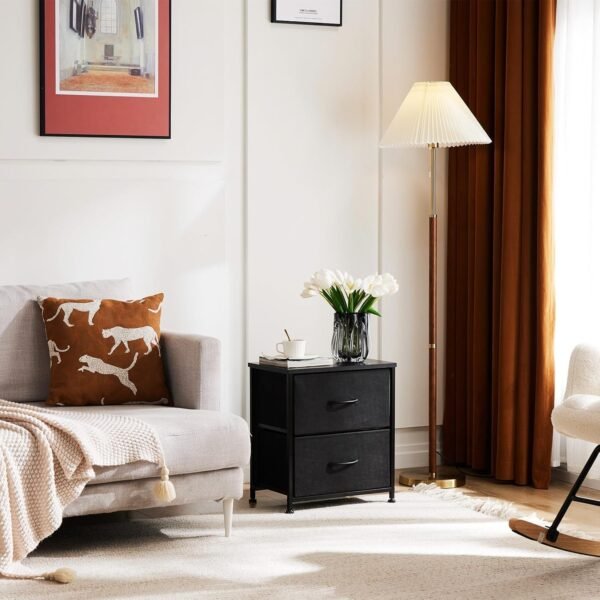 Nightstand with 2 Drawers, Bedside Table Small Dresser with Removable Fabric Bins, Night Stand, Bedside Furniture, End Table with Fabric Bins for Bedroom, Closet - Image 8
