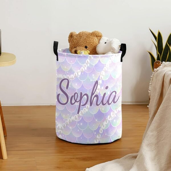 Custom Laundry Basket Name Pattern Laundry Basket Personalized Collapsible Laundry Hamper with Name Dirty Clothes Storage Basket with Handles (Multi33) - Image 3