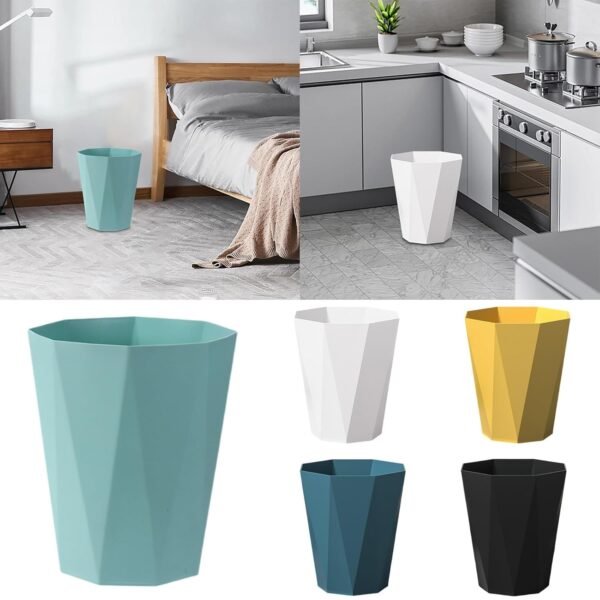 Polygon Small Trash Can, Trash Can Wastebasket Plastic Trash Bin Garbage Container Rubbish Can Paper Basket Office Organizer for Bathrooms, Laundry Room, Kitchens, Offices, Kids Rooms, Dorms (Green) - Image 8