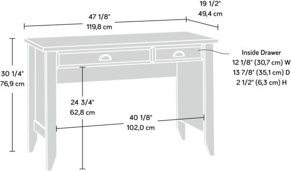 Sauder Shoal Creek Small Work Study Computer, Laptop Desk, L: 47.17" x W: 19.45" x H: 30.28", Soft White - Image 3