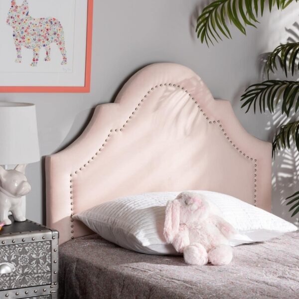 Baxton Studio Rita Modern and Contemporary Light Pink Velvet Fabric Upholstered Twin Size Headboard - Image 2