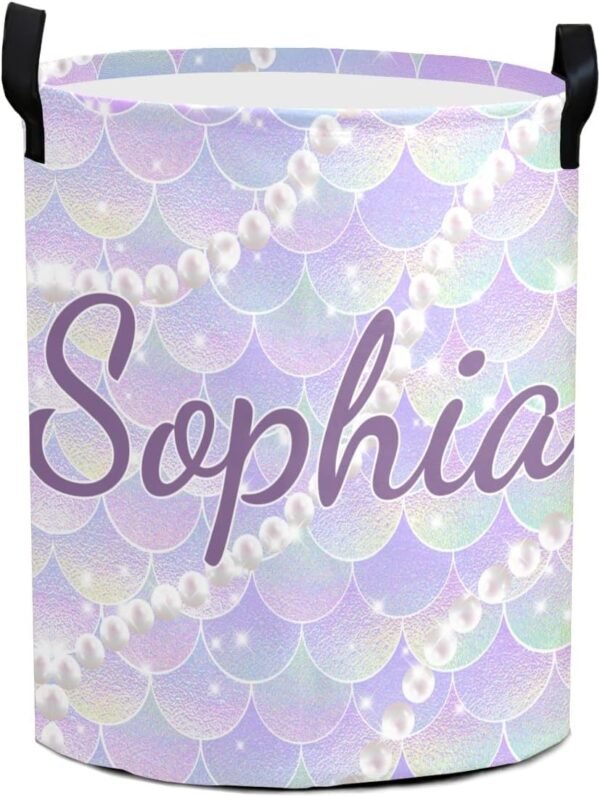 Custom Laundry Basket Name Pattern Laundry Basket Personalized Collapsible Laundry Hamper with Name Dirty Clothes Storage Basket with Handles (Multi33)