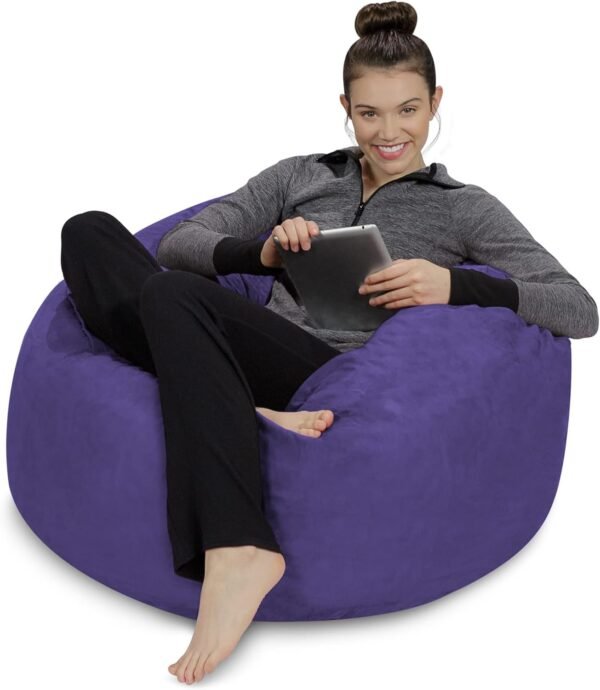 Sofa Sack Bean Bag Chair - Plush, Ultra Soft - Memory Foam Bean Bag Chair with Microsuede Cover - Stuffed Foam Filled Furniture and Accessories for Dorm Room 3 Feet - Violet - Image 2