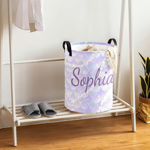 Custom Laundry Basket Name Pattern Laundry Basket Personalized Collapsible Laundry Hamper with Name Dirty Clothes Storage Basket with Handles (Multi33) - Image 4