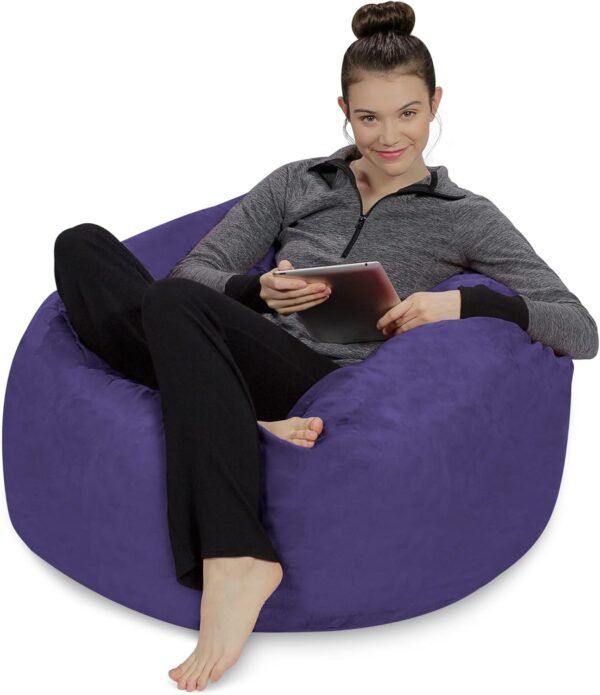 Sofa Sack Bean Bag Chair - Plush, Ultra Soft - Memory Foam Bean Bag Chair with Microsuede Cover - Stuffed Foam Filled Furniture and Accessories for Dorm Room 3 Feet - Violet - Image 4