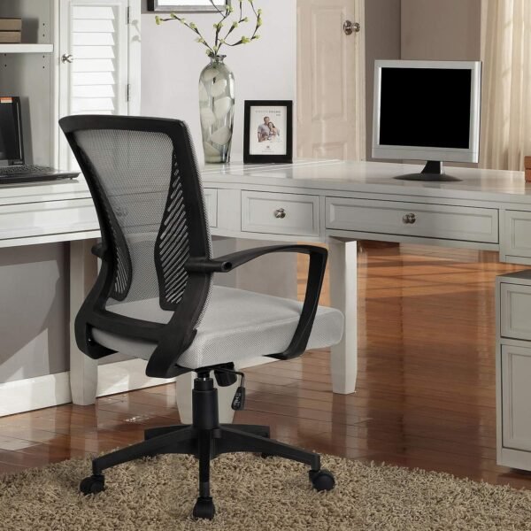 Ergonomic Grey Office Clearance Mesh Computer Lumbar Support Mid Back Study Desk Modern Executive Task Chair Cheap Adjustable Swivel, 19.8" x 19.8" x 38.8" (KVC-7504) - Image 2
