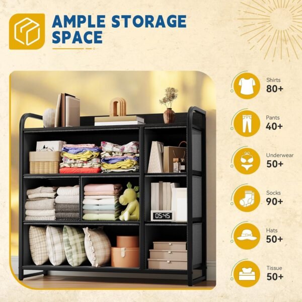 DWVO 7 Drawers Dresser, Organizer Unit for Bedroom, Fabric Dresser Storage Tower for Hallway, Entryway, Closets, Sturdy Steel Frame, Wooden Top - Image 5