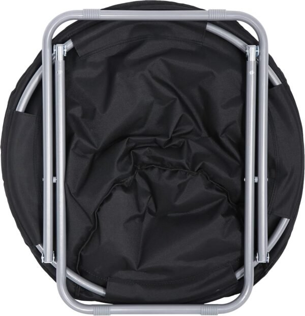 JungleA Folding Moon Chair,Faux Fur Round Foldable Portable Compact Chair Concave Relaxation Chair with Metal Frame for Camping,Dorm,Study,Living Room,Bedroom(Black) - Image 8