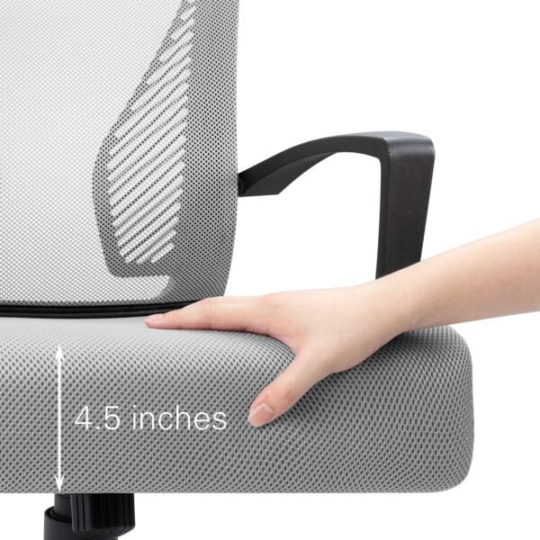 Ergonomic Grey Office Clearance Mesh Computer Lumbar Support Mid Back Study Desk Modern Executive Task Chair Cheap Adjustable Swivel, 19.8" x 19.8" x 38.8" (KVC-7504) - Image 4