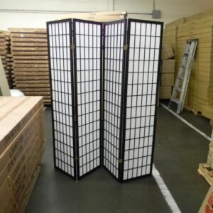 Traditional Style Room Divider (Black, 4 Panels)