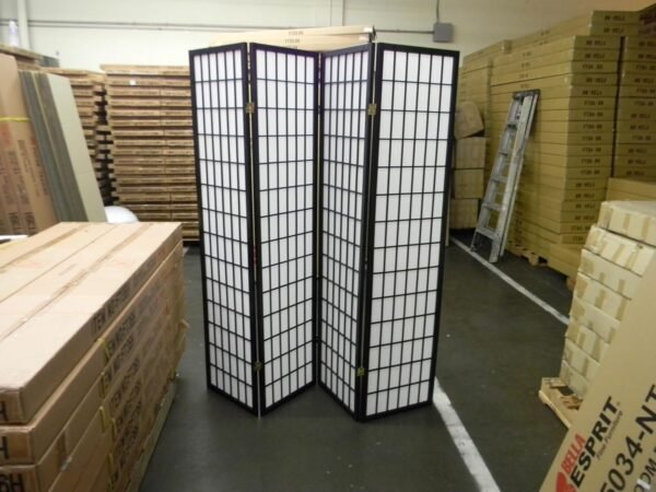 Traditional Style Room Divider (Black, 4 Panels)