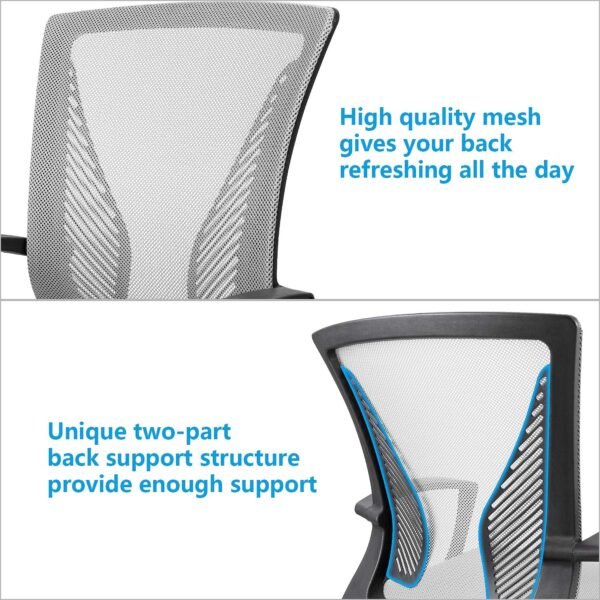 Ergonomic Grey Office Clearance Mesh Computer Lumbar Support Mid Back Study Desk Modern Executive Task Chair Cheap Adjustable Swivel, 19.8" x 19.8" x 38.8" (KVC-7504) - Image 6
