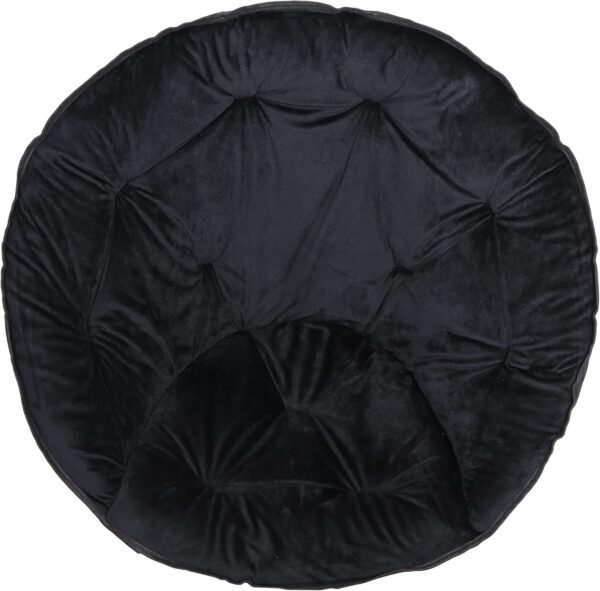 JungleA Folding Moon Chair,Faux Fur Round Foldable Portable Compact Chair Concave Relaxation Chair with Metal Frame for Camping,Dorm,Study,Living Room,Bedroom(Black) - Image 7